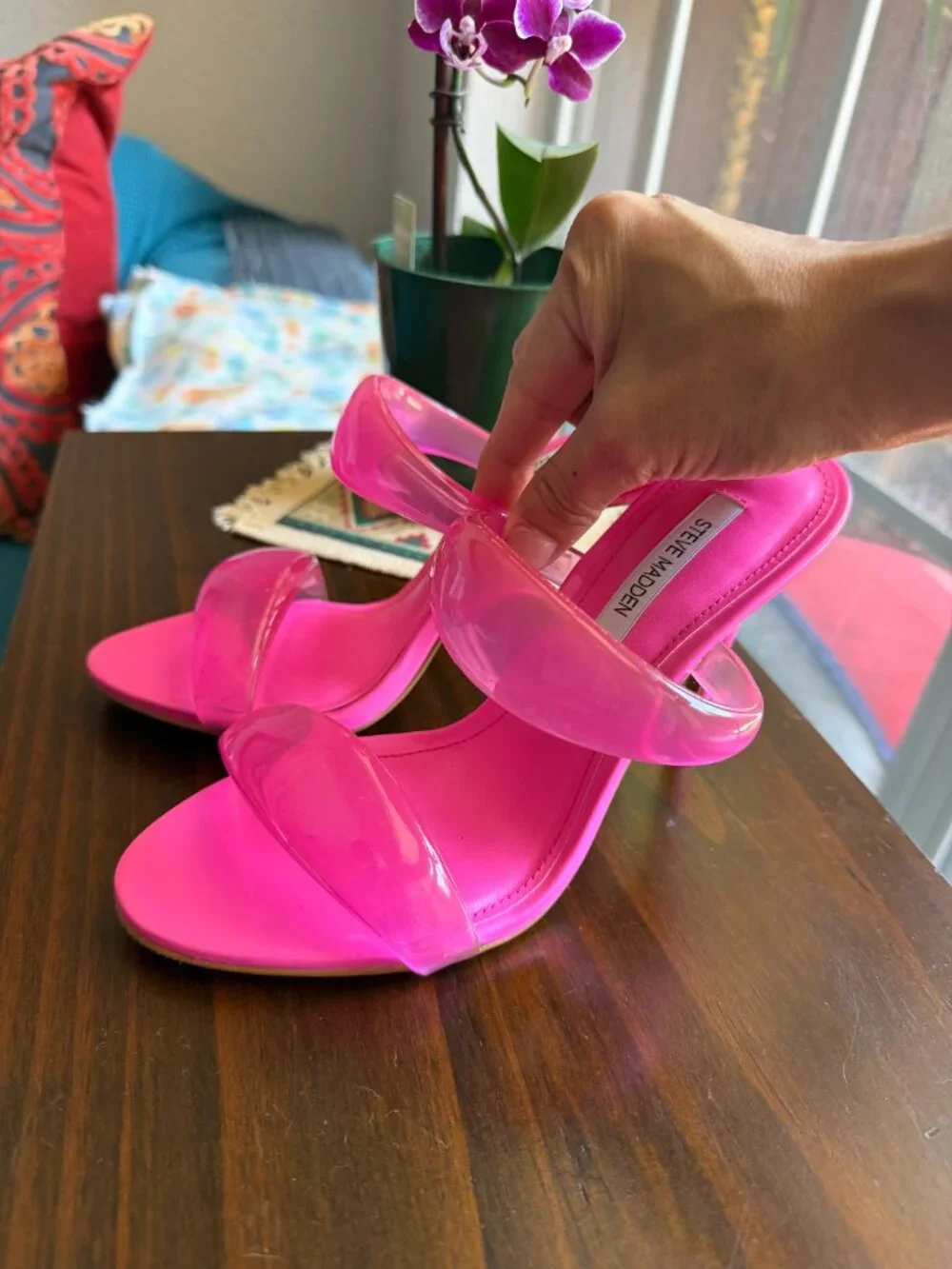 Steve Madden Saturn Hot Pink Jelly Strap Sandals